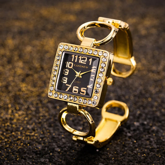 Gold Bangle Bracelet Stainless Steel Quartz Watch
