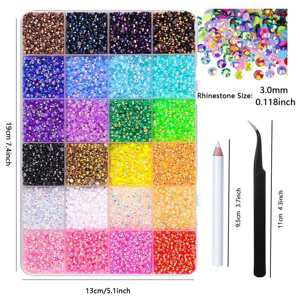 12000Pcs Resin Jelly Rhinestones Multicolor Nail Art