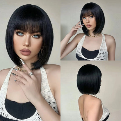Short Bob Burgundy Straight Synthetic Wig