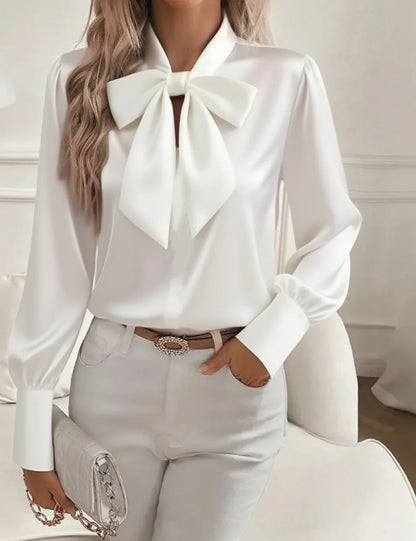 Bow Loose Long Sleeve Blouse