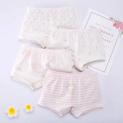 4Pcs Panties Girls Pure Cotton Boxer