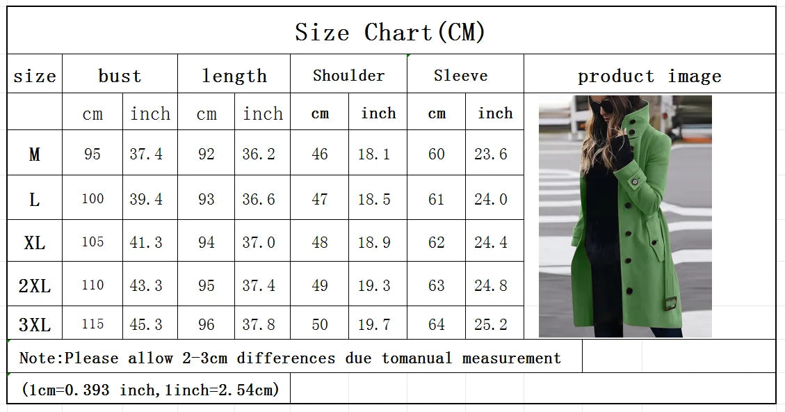 Wool Blend Winter Warm Single Breasted Turn-down Collar Jackets