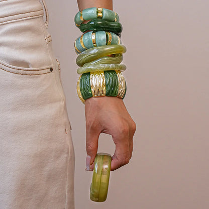 Vintage Acrylic Cuff Irregular Geometric Wide Bangles Bracelets