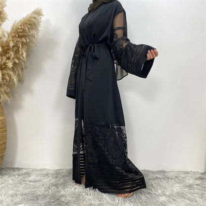 Luxury Gold Rhinestones Muslim Dress Kaftan Abaya