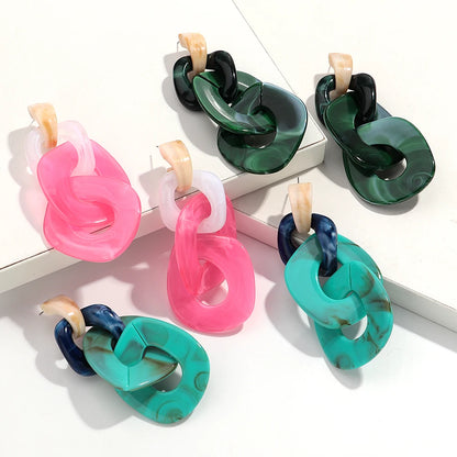 Acrylic Geometric Leopard Print Circle Earring