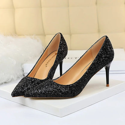High Heels Pumps Glitter Gold Silver Shoes