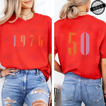 Vintage 50th Birthday Aesthetic Classic 1976 Graphic 50 Bday Shirts