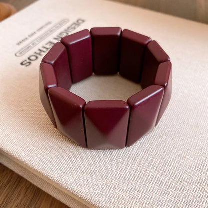 Vintage Solid Square Wide Acrylic Bangles Charm Stretch Resin Cuff Bracelets