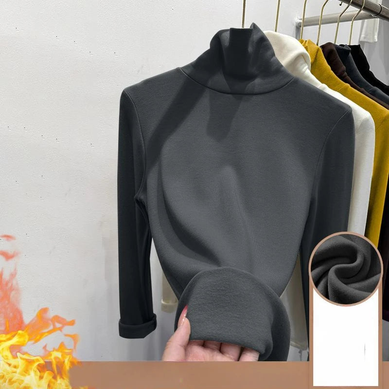 High Collar Underlay Top Autumn/Winter Overlay Thick Warm Long Sleeve T-shirt
