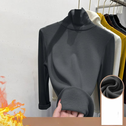 High Collar Underlay Top Autumn/Winter Overlay Thick Warm Long Sleeve T-shirt