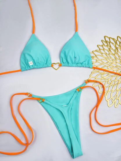 Low Waist Lace-up Swimsuit Bikini Set