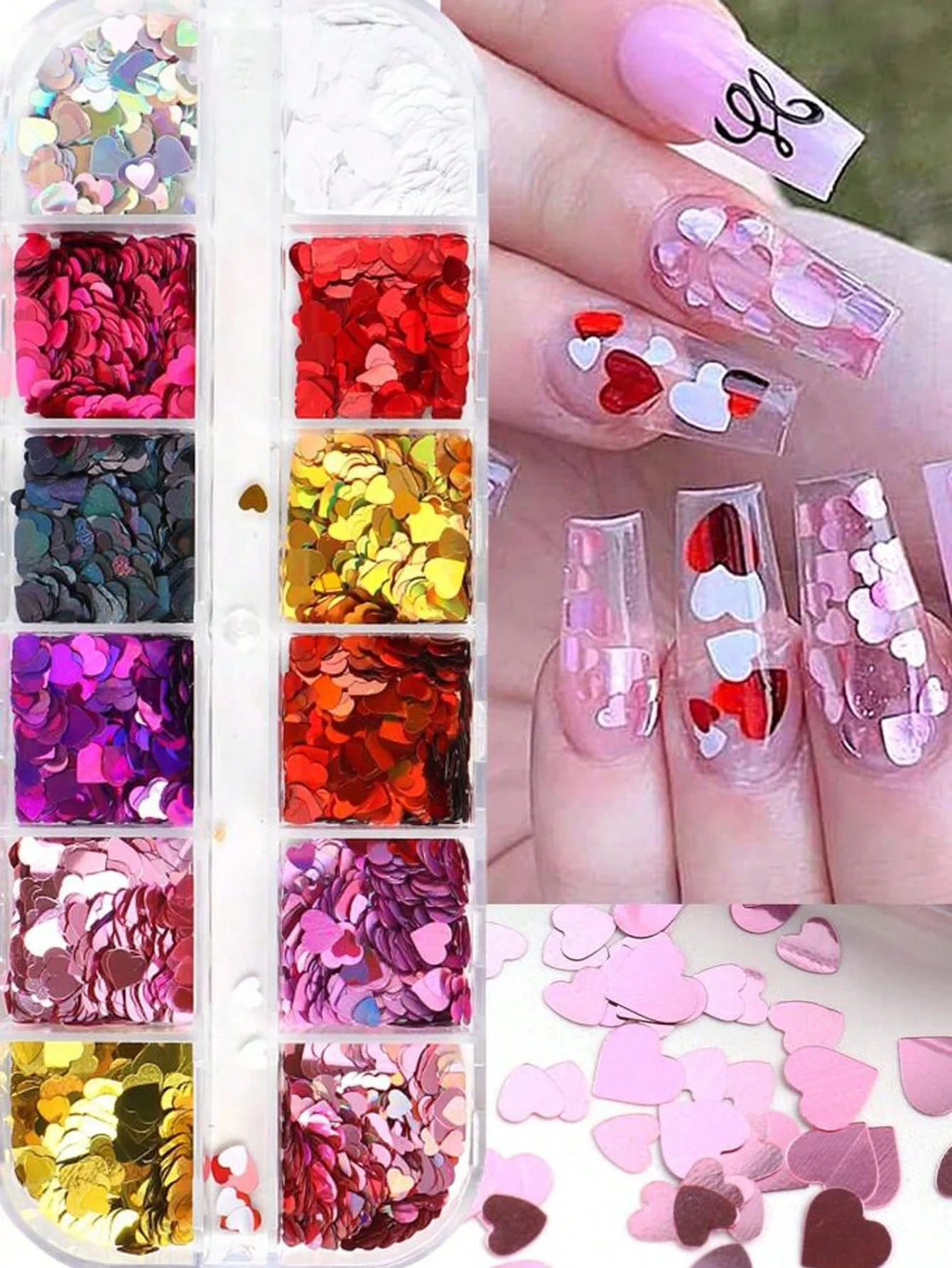 12Grids Mixed Mini Christmas Gems Nail Charms