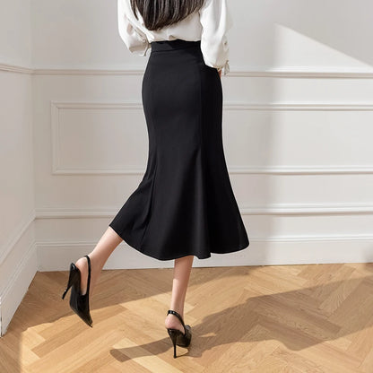 Falda sirena midi ajustada de estilo coreano elegante