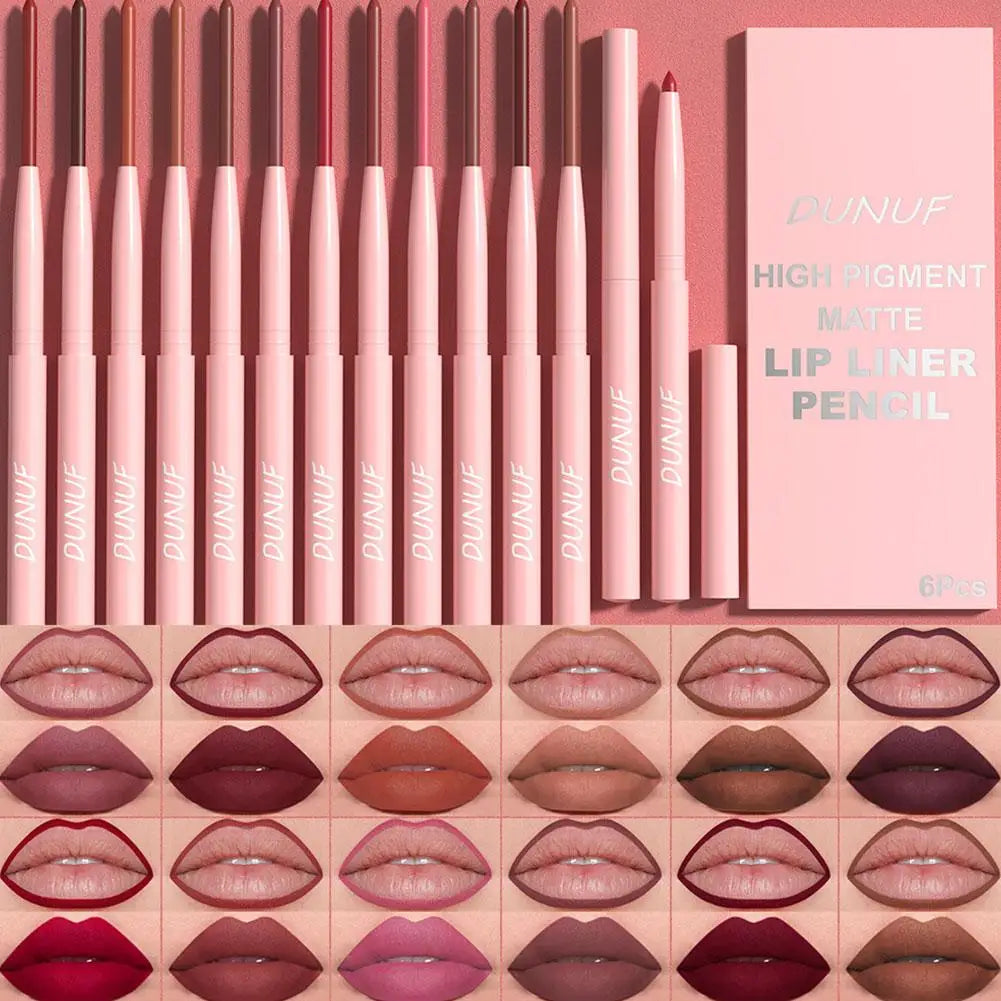 6Pcs Velvet Matte Lip Liner Pencil Lip Contours Makeup Set
