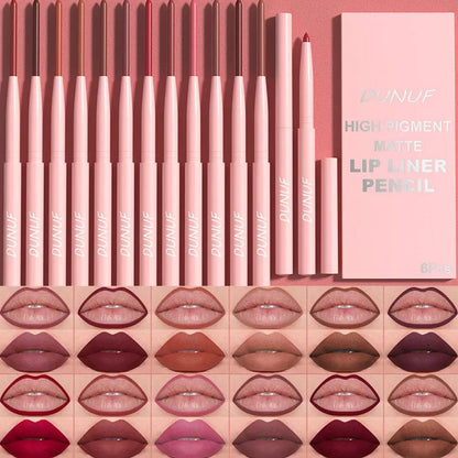 6Pcs Velvet Matte Lip Liner Pencil Lip Contours Makeup Set