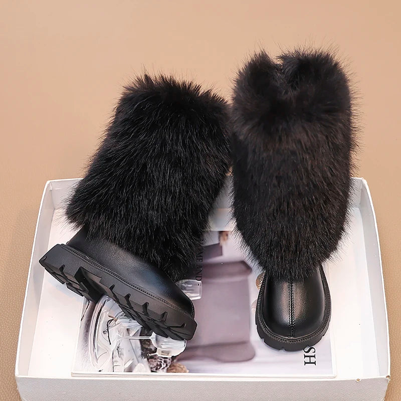 High Warm Princess Leather Soft Soled Anti-Slippery Boots