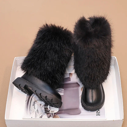 High Warm Princess Leather Soft Soled Anti-Slippery Boots