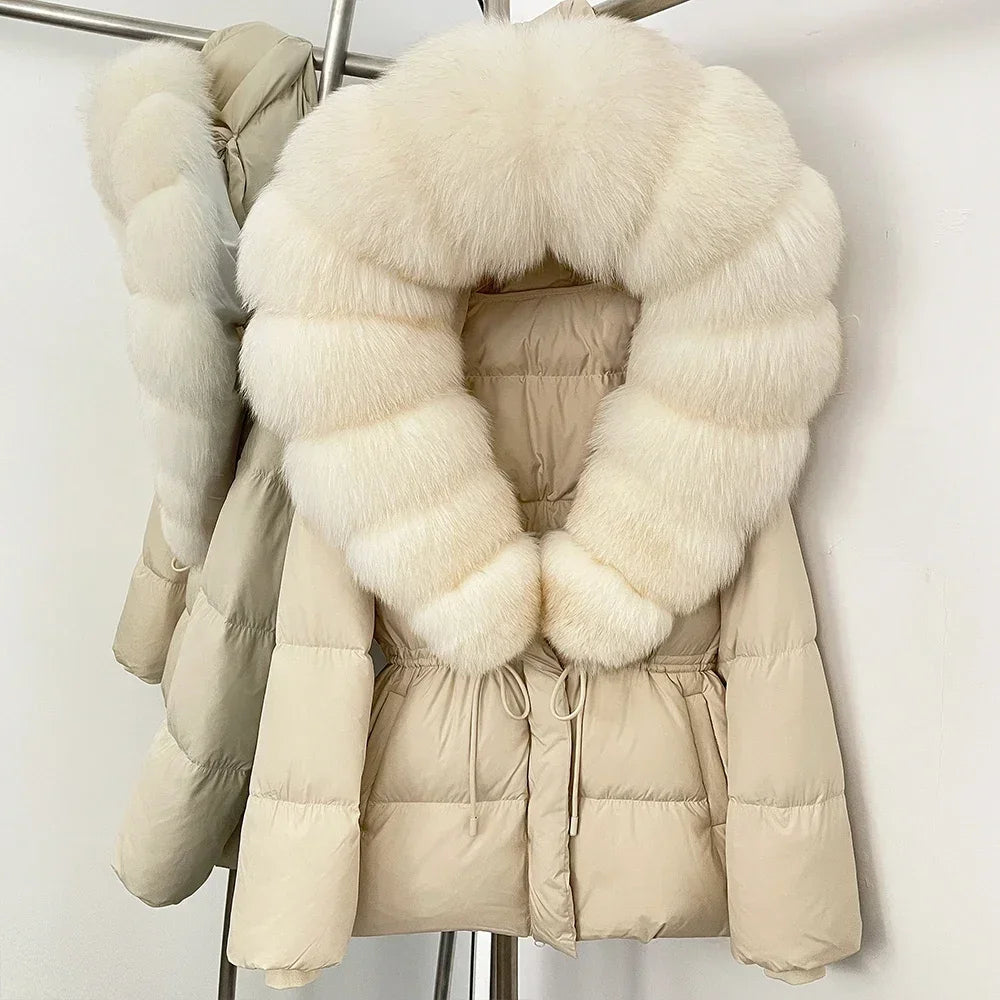 Real Fox Fur Puffer Jacket Coat