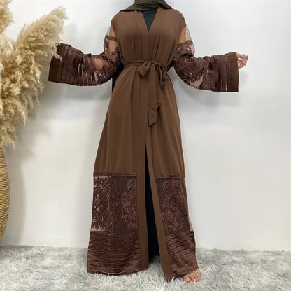 Luxury Gold Rhinestones Muslim Dress Kaftan Abaya