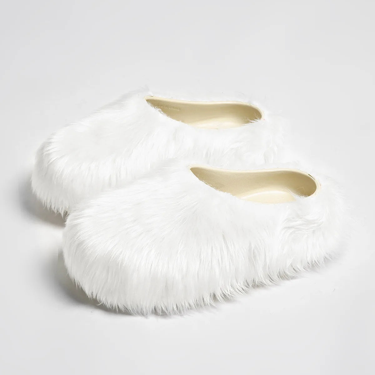 Faux Fur Platform Thick Sole Slippers