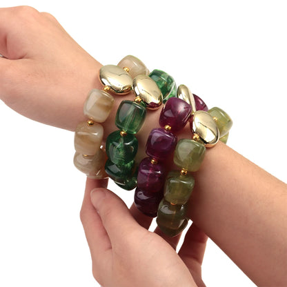 Colorful Acrylic Square Beads Elastic Bracelets