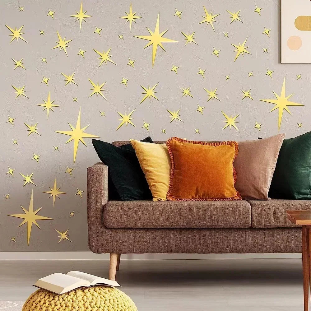 20/42pcs Acrylic Star Mirror Wall Stickers