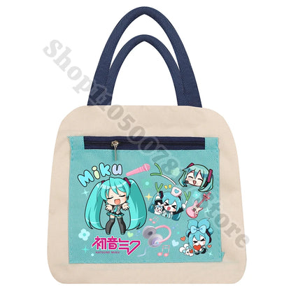Girl Cartoon Printed Lunch Tote Casual Storage