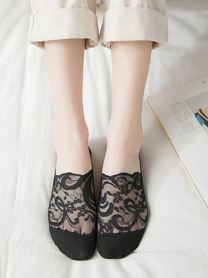5 Pairs/Lot Lace Invisible Transparent No-Show Ankle Short