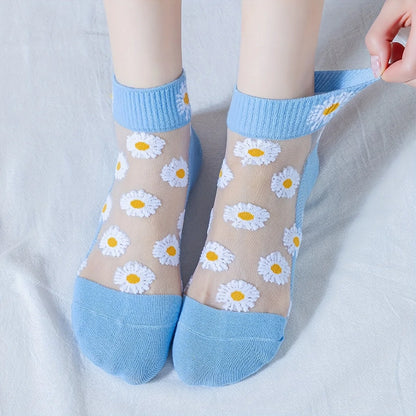 5-Pair Daisy & Smiley Short Socks Set