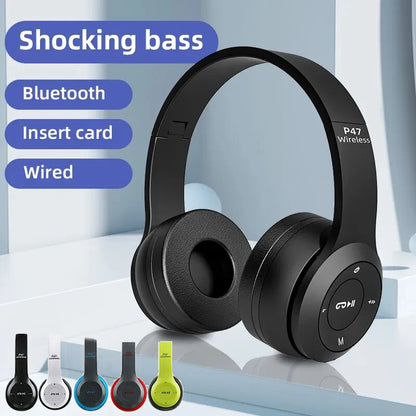 Stereo P47 Wireless Headphones Bluetooth 5.0 Earphones Foldable Bass Helmet