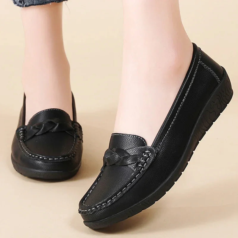 Soft Leather Loafer Flats Slip Shoes