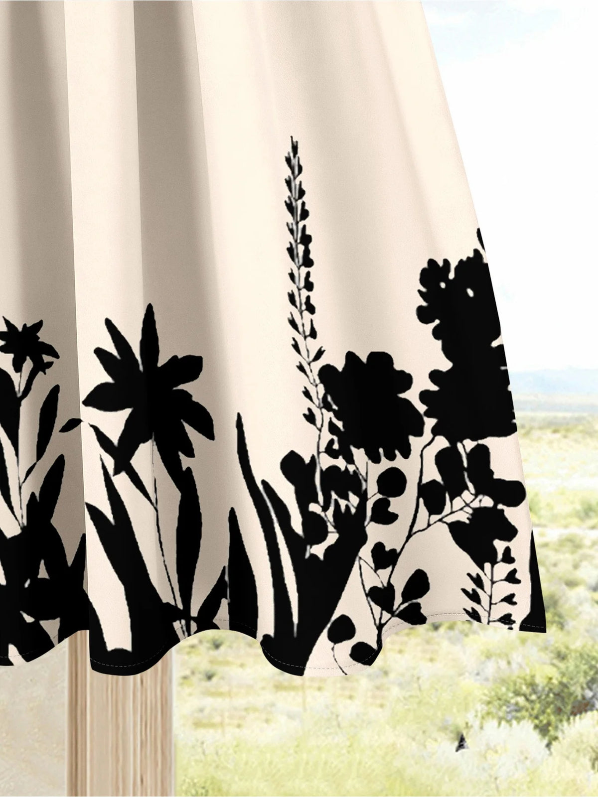 Plus Size Loose Black Simple Top Plant Printed Half Skirt Two-Piece Set