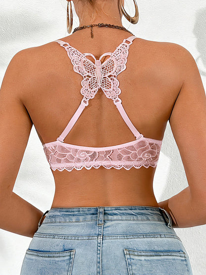 Back Bra Front Closure Push Up Mesh Back Wing Bra