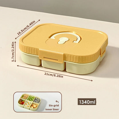 Microwave Plastic Divided Lunch Box With Handle Camping