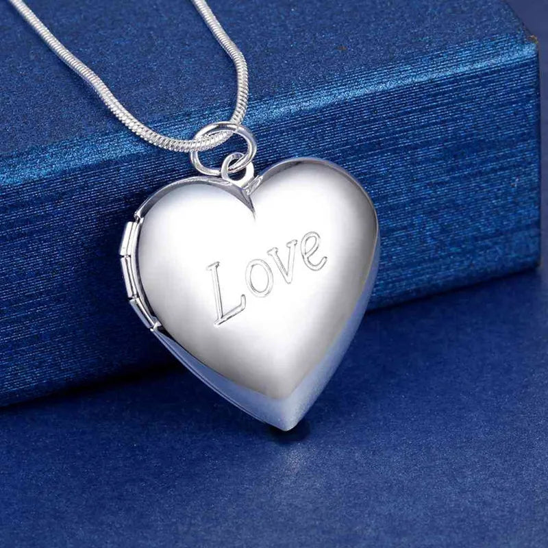 40-75cm 925 Sterling Silver seashell Photo open Frame Necklace