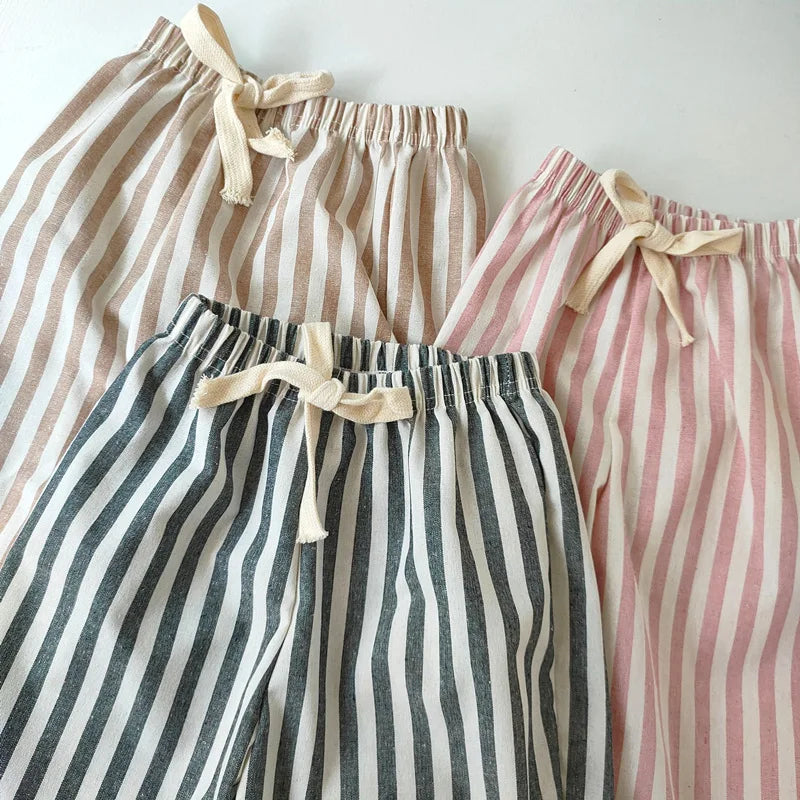 Linen Cotton Stripe Summer Pants
