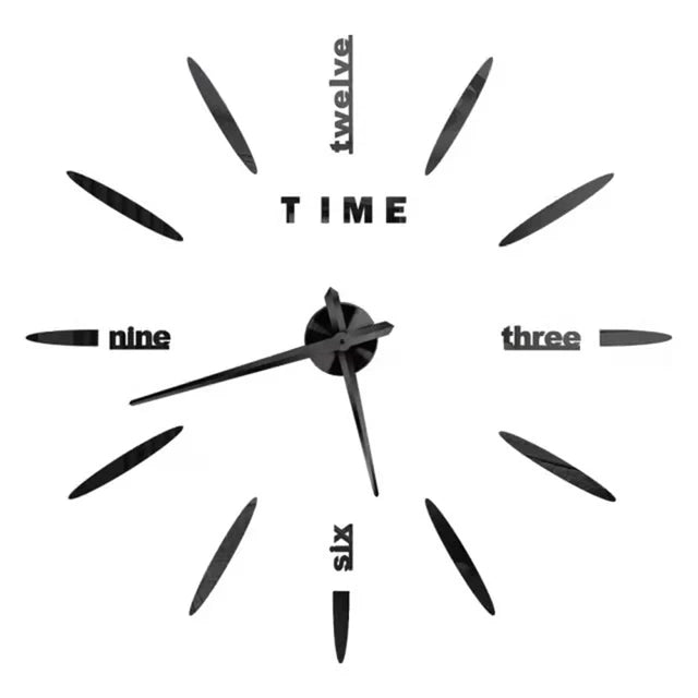 Large Wall Clock 3D DIY Quartz Acrylic Mirror Stickers Clocks