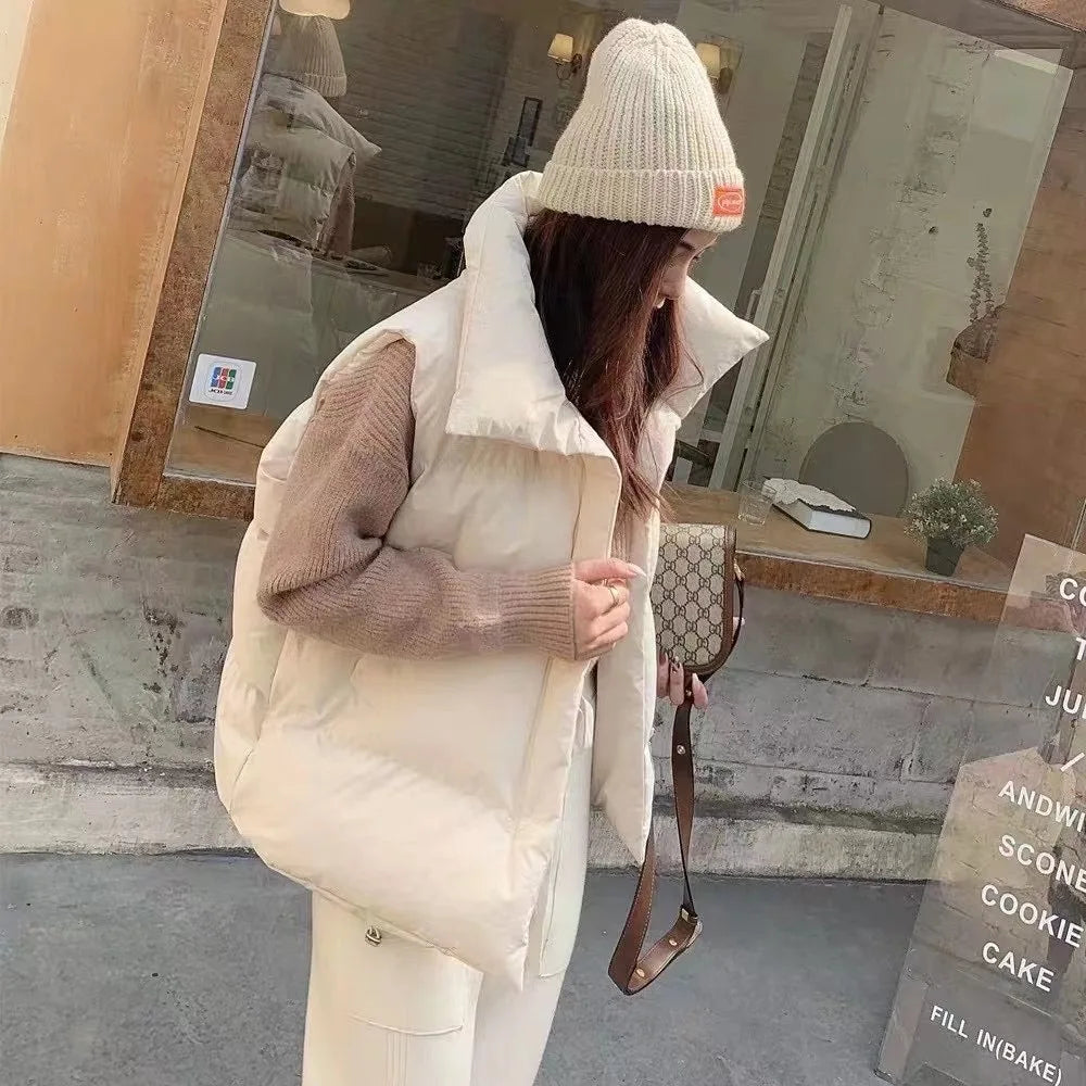 Short down Sleeveless Vest Warm Stand Collar Zipper Jacket