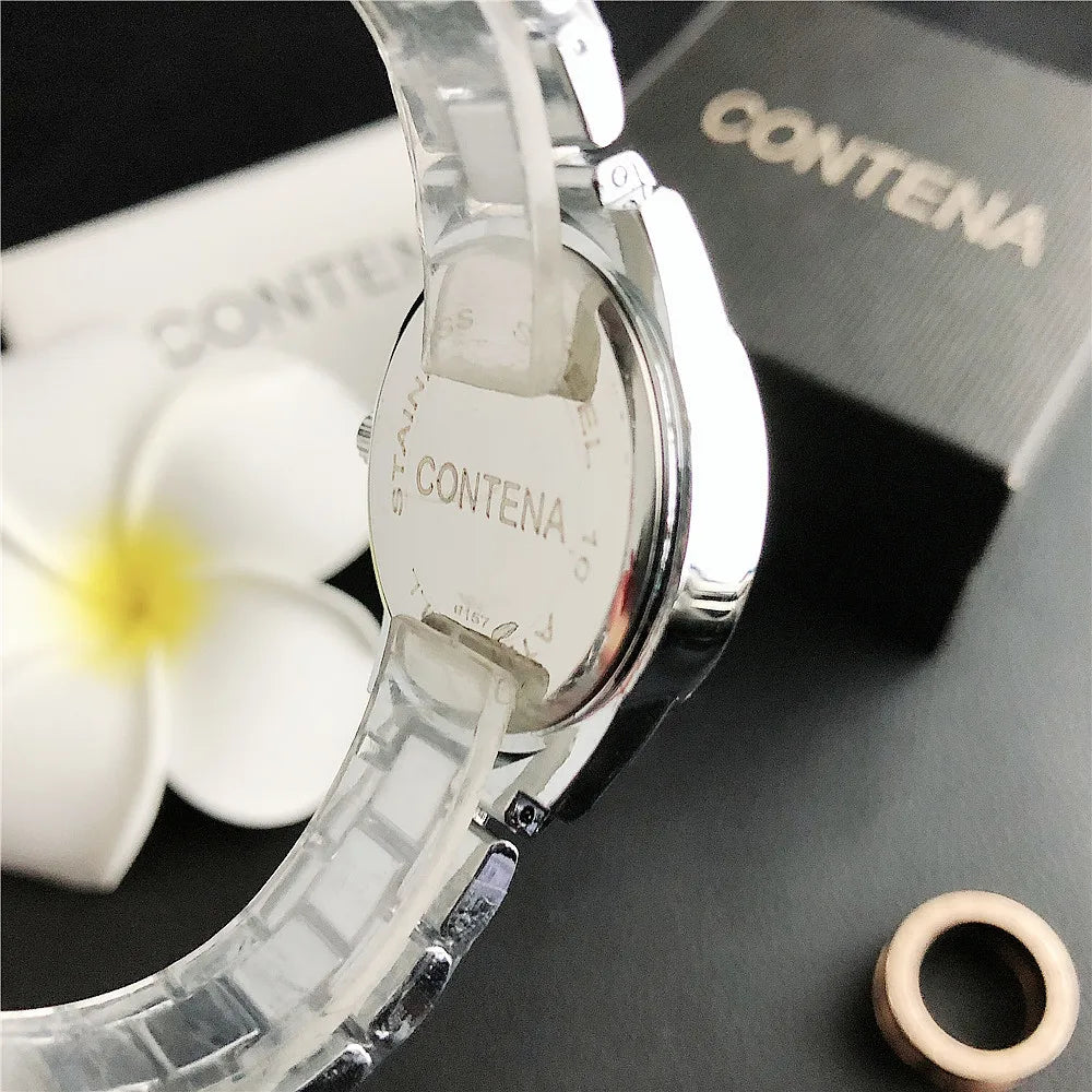 Luxury Stainless Steel Rhinestone Quartz Wristwatch
