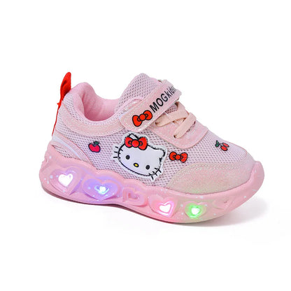 Hello Kitty Led Light Cartoon Leather Sport Sneakers