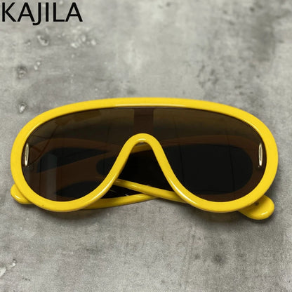 Oversized Wave Mask Luxury Steampunk Sunglasses