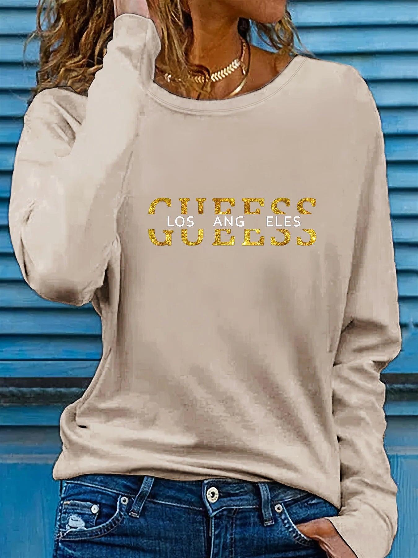 100% Cotton Los Angeles Letter Long Sleeve T-shirt