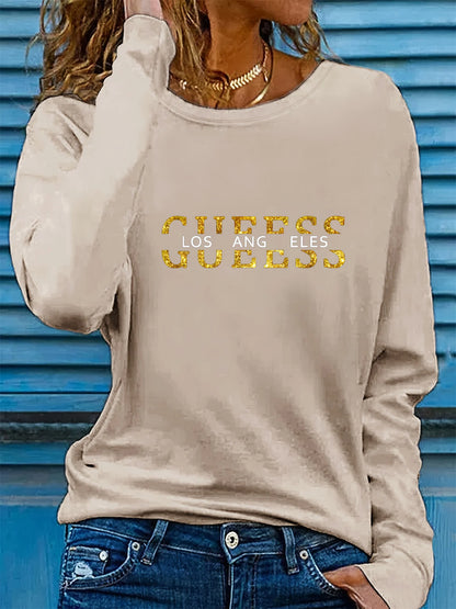 100% Cotton Los Angeles Letter Long Sleeve T-shirt