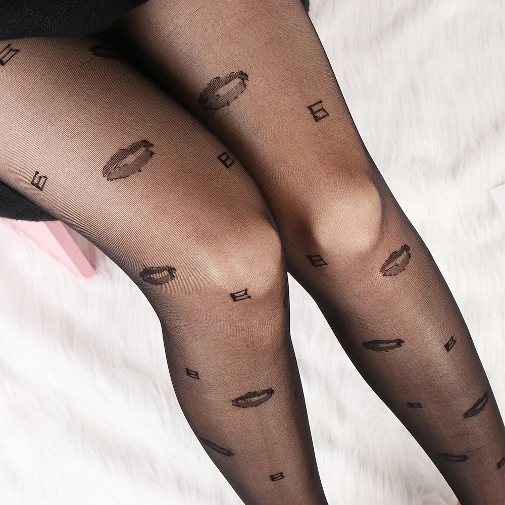 Sexy love Dot Silk Thin Faux Tattoo  Socks
