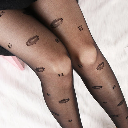 Sexy love Dot Silk Thin Faux Tattoo  Socks