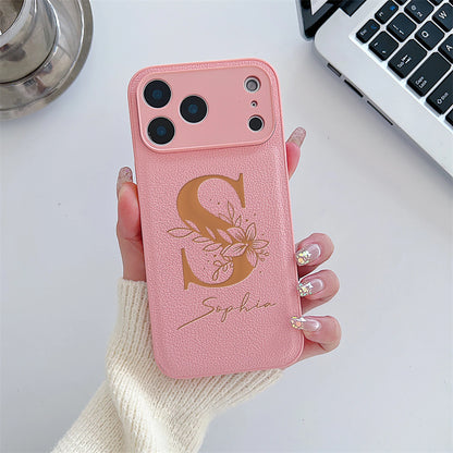 Initial Custom Big Letter with Flowers iPhone Case