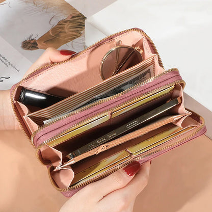 Long Coin Card Holder Leather Wallets