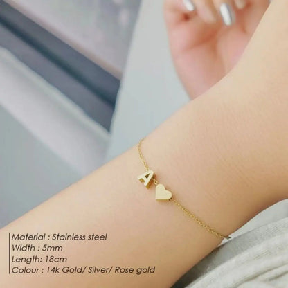Letters English Initial Letter Heart Bracelet