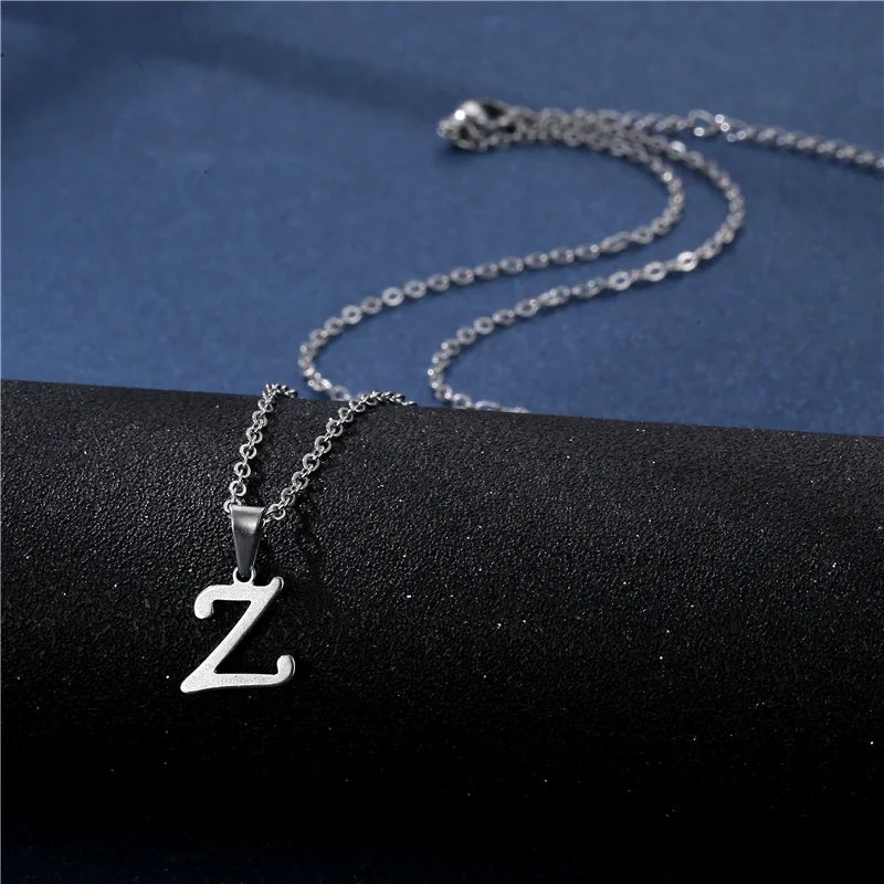 Letter Stainless Steel Letter Glossy Choker Necklaces