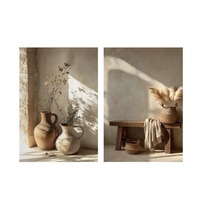 2pcs/set Neutral Olive Tree Shadow Vase Canvas